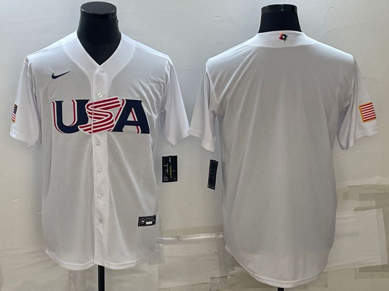 Men 2023 World Cub USA Blank White Nike MLB Jersey7